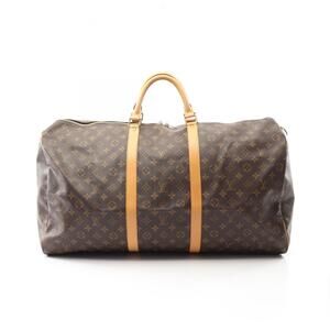 LOUIS VUITTON Brown Monogram Leather Keepall 60 Boston Bag